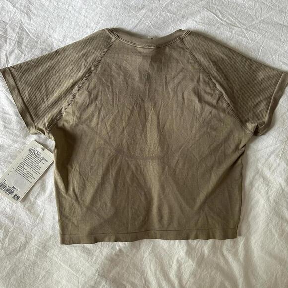 Lululemon Swiftly Tech Cropped Short-Sleeve Shirt 2.0  Sheer Oak Size 12 NWT - Picture 5 of 6